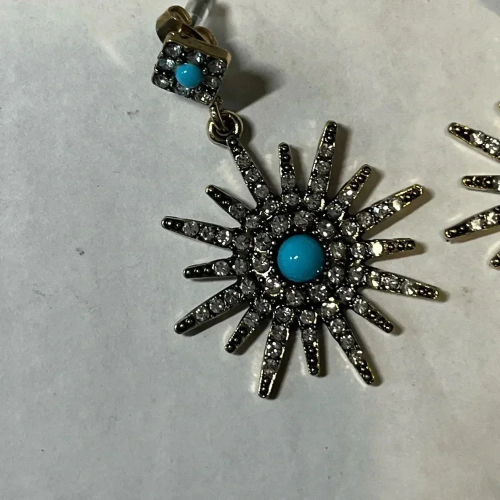Adornia Blue/Silver Starburst Crystal Earrings‎ - Picture 8 of 12